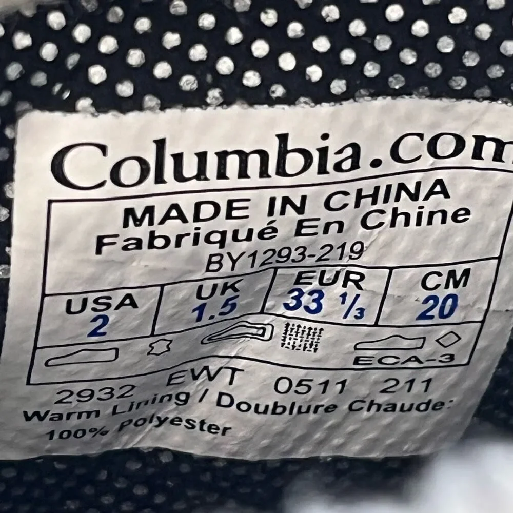 Columbia Youth Cold Weather Boot   Youth Sz 2   EUC